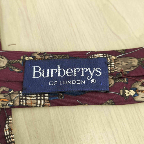 バーバリーズ BURBERRYS 人物柄 シルクネクタイ MADE IN ITALY メンズ