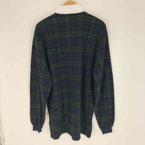 ポロバイラルフローレン Polo by RALPH LAUREN USA製 ポニー 刺繍 ブラックウォッチ ハーフ ボタン コットン プルオーバー シャツ メンズ import:L