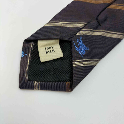 バーバリー BURBERRY イタリア製 ロゴ 刺繍 トラッド シルク ネクタイ メンズ