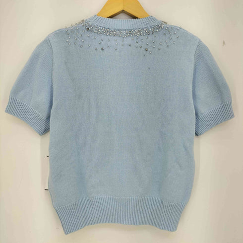 ザラ ZARA ビーズラインストーンニット コットン100 レディース import:M