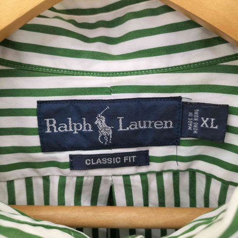 ラルフローレン RALPH LAUREN CLASSIC FIT ポニー刺繍 ストライプ BD L/S シャツ メンズ import:XL