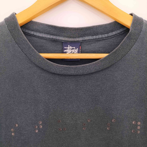 ステューシー Stussy 90-00S USA製 Braille Logo Tshirt 点字ロゴ Tシャツ 袖&裾シングル メンズ import:L