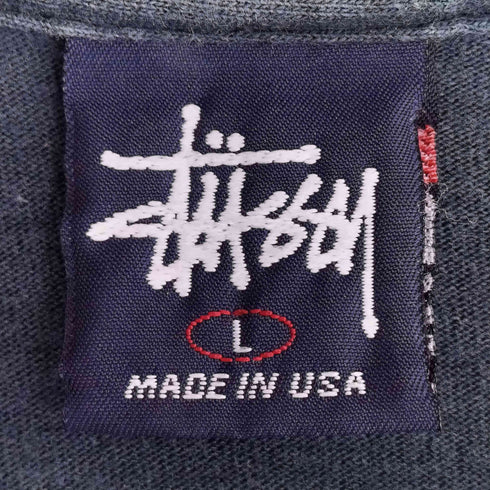 ステューシー Stussy 90-00S USA製 Braille Logo Tshirt 点字ロゴ Tシャツ 袖&裾シングル メンズ import:L