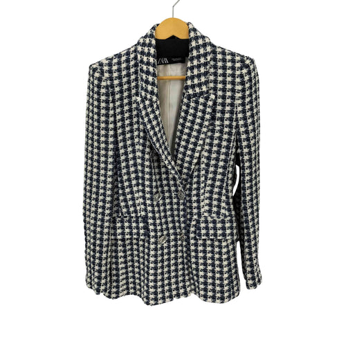 ザラ ZARA ツイード 2B ダブルテーラードジャケット レディース import:S