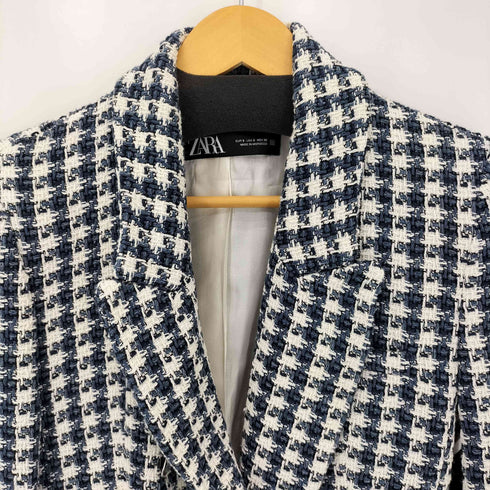 ザラ ZARA ツイード 2B ダブルテーラードジャケット レディース import:S