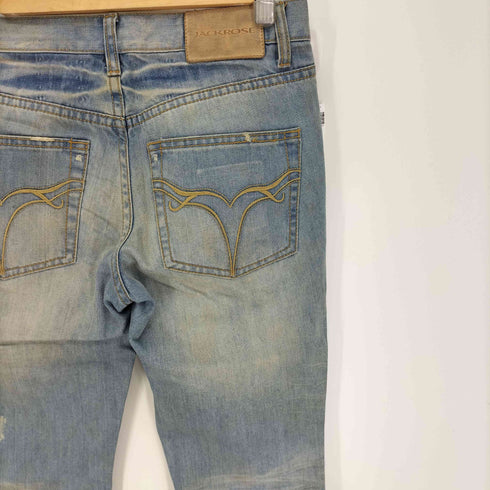 ジャックローズ JACKROSE ウォッシュド ダメージ 加工 ブーツカット フレア デニム パンツ メンズ JPN:S