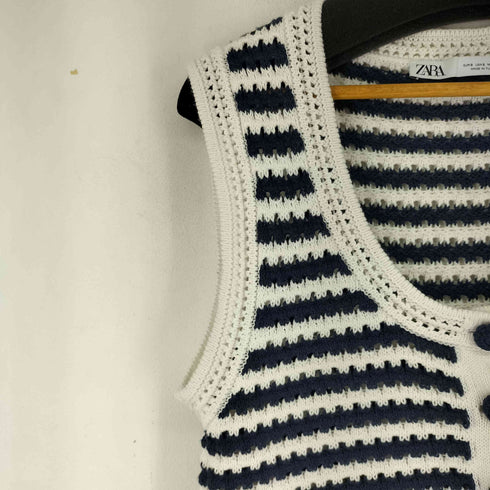 ザラ ZARA ストライプ柄ニットベスト レディース US S