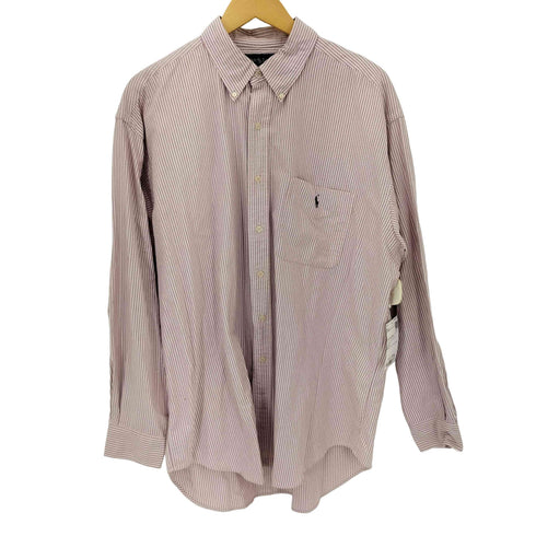 ラルフローレン RALPH LAUREN BIG SHIRT ポニー刺繍 フロントポケット ストライプ BD L/S シャツ メンズ import:L