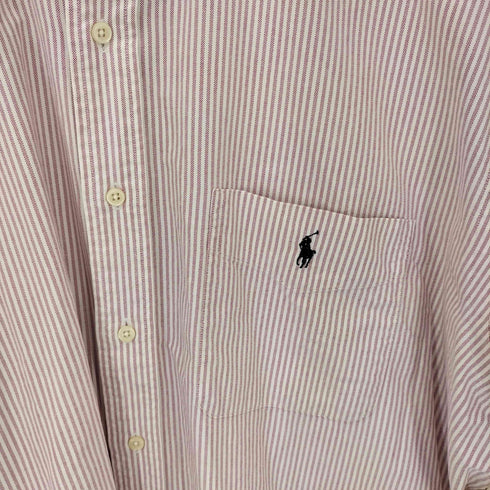 ラルフローレン RALPH LAUREN BIG SHIRT ポニー刺繍 フロントポケット ストライプ BD L/S シャツ メンズ import:L