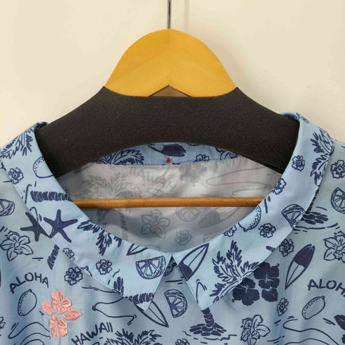 パーソンズ PERSONS グラフィックプリント&刺繍チュニックブラウス レディース LL