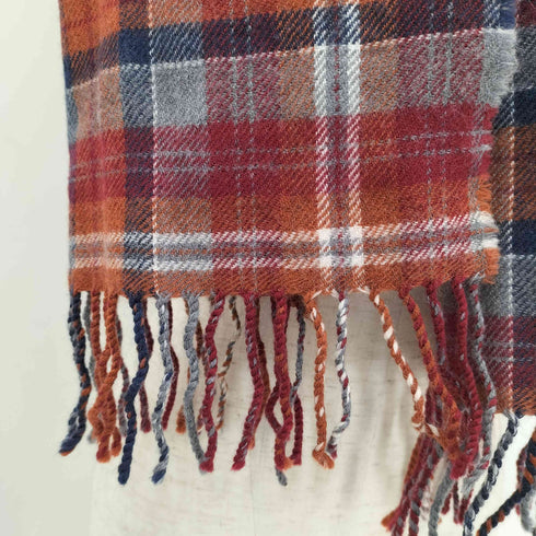 ヴィヴィアンウエストウッド Vivienne Westwood オーブ刺繍 タータンチェック ウールフリンジマフラー レディース FREE