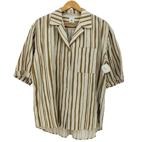 ロクビューティーアンドユースユナイテッドアローズ 6 BEAUTY & YOUTH UNITED ARROWS STRIPE PRINT SHORT SLEEVE SHIRT ストライプ プリント 半袖シャツ レディース JPN:M