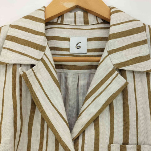 ロクビューティーアンドユースユナイテッドアローズ 6 BEAUTY & YOUTH UNITED ARROWS STRIPE PRINT SHORT SLEEVE SHIRT ストライプ プリント 半袖シャツ レディース JPN:M