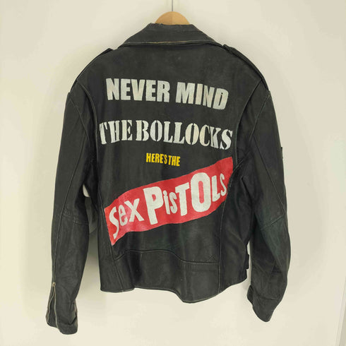 ASH CREEK TRADING NEVER MIND THEBOLLOCKS ロックバンド バックプリント ダブル ライダース ジャケット メンズ import:L