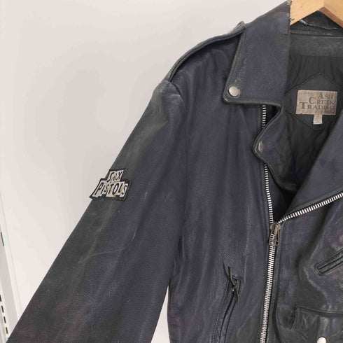 ASH CREEK TRADING NEVER MIND THEBOLLOCKS ロックバンド バックプリント ダブル ライダース ジャケット メンズ import:L