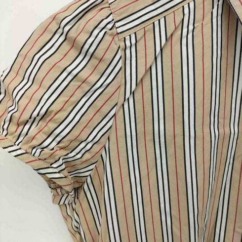 バーバリーブルーレーベル BURBERRY BLUE LABEL ホース刺繍 パフスリーブリボンタイ ストライプブラウス レディース 38
