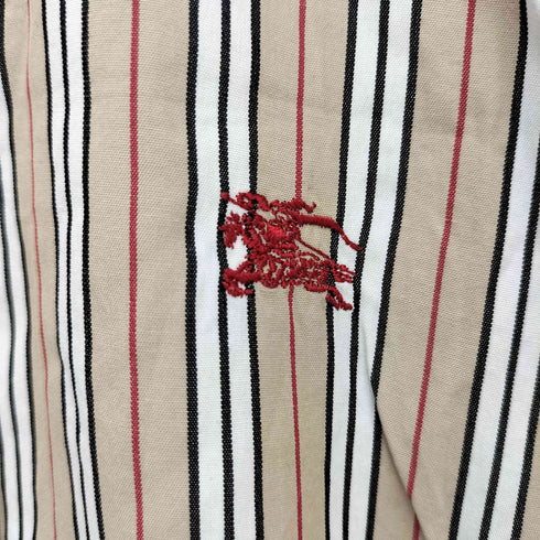 バーバリーブルーレーベル BURBERRY BLUE LABEL ホース刺繍 パフスリーブリボンタイ ストライプブラウス レディース 38