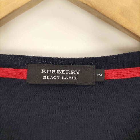 バーバリーブラックレーベル BURBERRY BLACK LABEL ロゴ刺繍 ラム ウール Vネック ニット セーター メンズ JPN:2