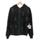 アンノウンロンドン UNKNOWN LONDON Black x Purple Cross Rhinestone Zip Hoodie クロス ラインストーン ジップアップフーディ メンズ import:M