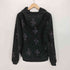 アンノウンロンドン UNKNOWN LONDON Black x Purple Cross Rhinestone Zip Hoodie クロス ラインストーン ジップアップフーディ メンズ import:M