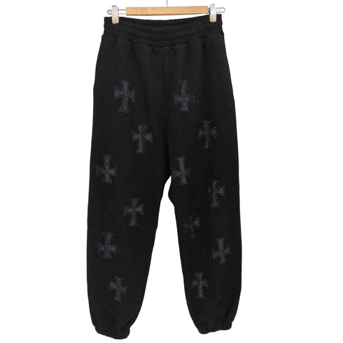 アンノウンロンドン UNKNOWN LONDON Purple Cross Rhinestone Jogger クロス ラインストーン スウェットパンツ メンズ S