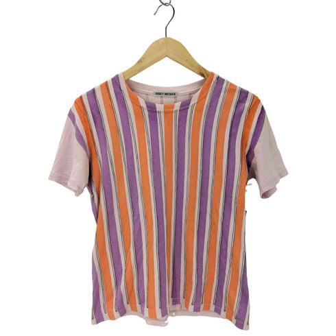 イッセイミヤケ ISSEY MIYAKE ステッチストライプ クルーネック半袖Tシャツ レディース 2