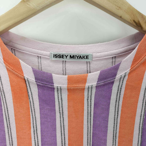 イッセイミヤケ ISSEY MIYAKE ステッチストライプ クルーネック半袖Tシャツ レディース 2