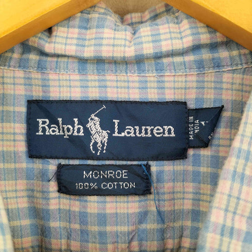 ラルフローレン RALPH LAUREN MONROE ポニー刺繍 チェックBDシャツ メンズ import:XL