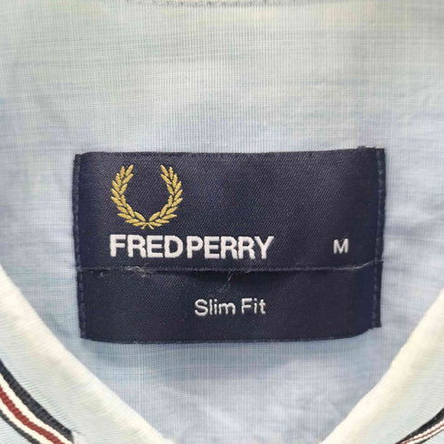 フレッドペリー FRED PERRY Slim fit ロゴ刺繍 ラウンドカット長袖シャツ メンズ M