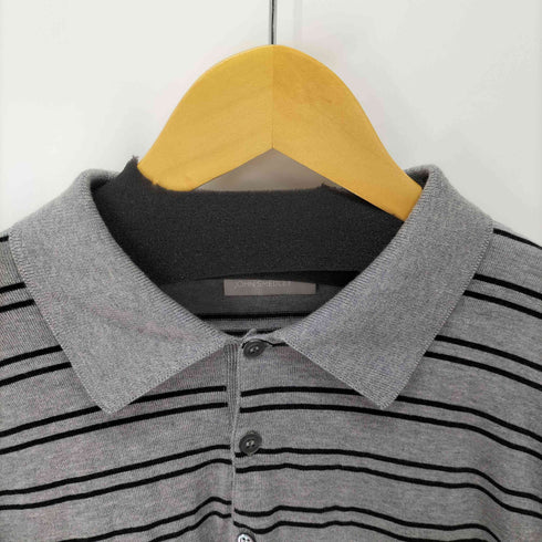 ジョンスメドレー JOHN SMEDLEY 別注 コットンニット ボーダー ポロシャツ メンズ M