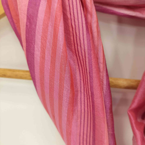シルク100% マルチストライプストール レディース