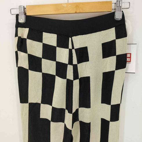 パロマウール paloma-wool 20AW ランダムチェッカーフラッグ レーヨンニットパンツ レディース import:S