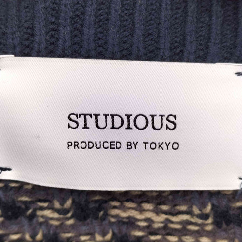 ステュディオス STUDIOUS 総柄 コットンアクリルニット メンズ JPN:2