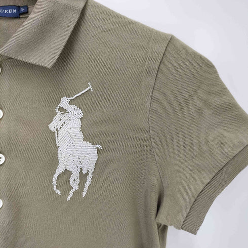 ラルフローレン RALPH LAUREN ビーズ ビッグ ポニー 5連ボタン S/S ポロシャツ レディース import:S