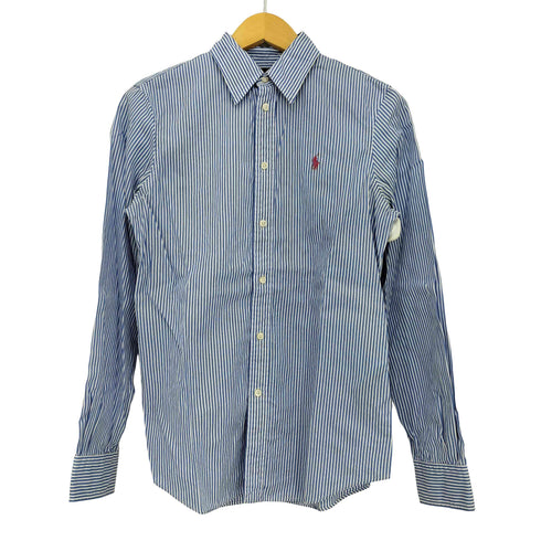 ポロラルフローレン POLO RALPH LAUREN CUSTOM FIT ストライプ ポニー刺繍 襟芯 シャツ レディース 6