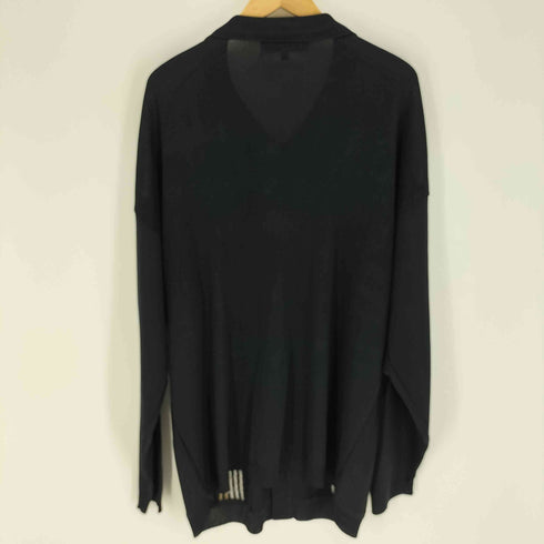 CREME DE SILK シルク レーヨン ストライプ デザイン ニット L/S シャツ メンズ XL