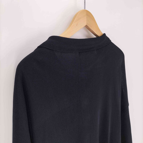 CREME DE SILK シルク レーヨン ストライプ デザイン ニット L/S シャツ メンズ XL