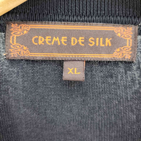 CREME DE SILK シルク レーヨン ストライプ デザイン ニット L/S シャツ メンズ XL