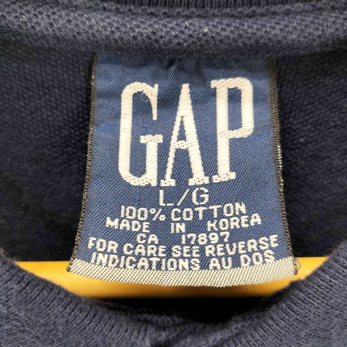 ギャップ Gap OLD 刺繍 コットン 鹿の子 長袖ポロシャツ メンズ import:L