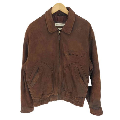 バナナリパブリック BANANA REPUBLIC 80-90S 韓国製 スウェード レザー Dポケット ジップアップ ブルゾン ジャケット メンズ 36