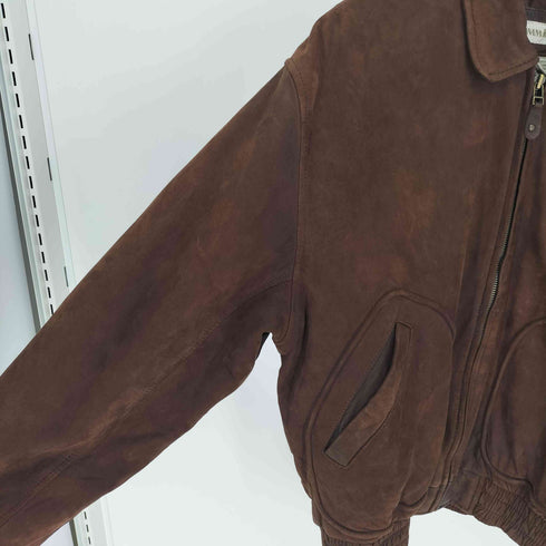 バナナリパブリック BANANA REPUBLIC 80-90S 韓国製 スウェード レザー Dポケット ジップアップ ブルゾン ジャケット メンズ 36