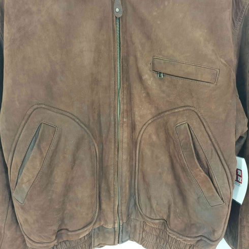 バナナリパブリック BANANA REPUBLIC 80-90S 韓国製 スウェード レザー Dポケット ジップアップ ブルゾン ジャケット メンズ 36
