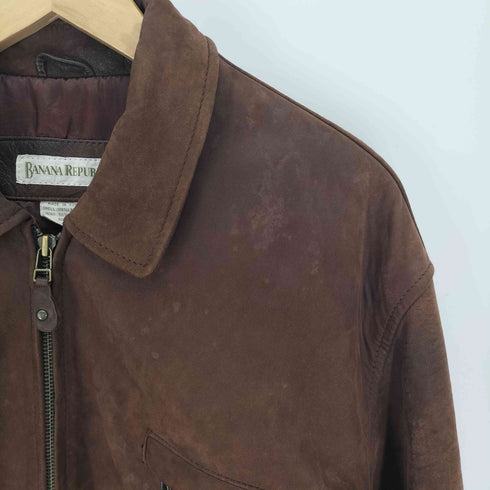 バナナリパブリック BANANA REPUBLIC 80-90S 韓国製 スウェード レザー Dポケット ジップアップ ブルゾン ジャケット メンズ 36