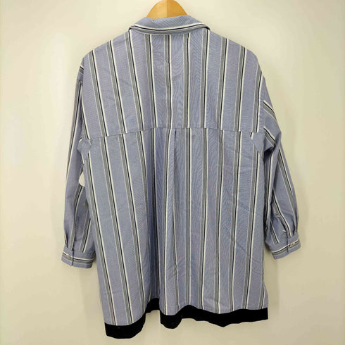 ホワイトマウンテニアリング WHITE MOUNTAINEERING 18AW スキッパーカラー 異素材切り替え L/S ストライプシャツ レディース JPN:XS