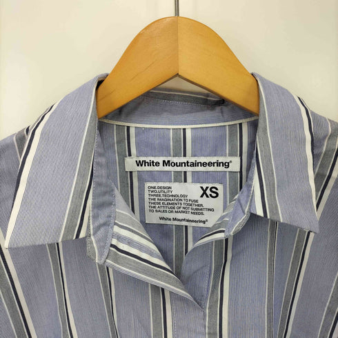 ホワイトマウンテニアリング WHITE MOUNTAINEERING 18AW スキッパーカラー 異素材切り替え L/S ストライプシャツ レディース JPN:XS