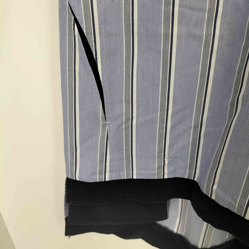 ホワイトマウンテニアリング WHITE MOUNTAINEERING 18AW スキッパーカラー 異素材切り替え L/S ストライプシャツ レディース JPN:XS