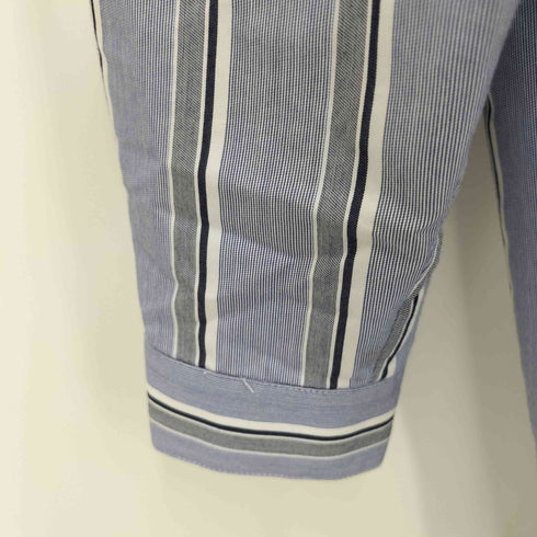 ホワイトマウンテニアリング WHITE MOUNTAINEERING 18AW スキッパーカラー 異素材切り替え L/S ストライプシャツ レディース JPN:XS