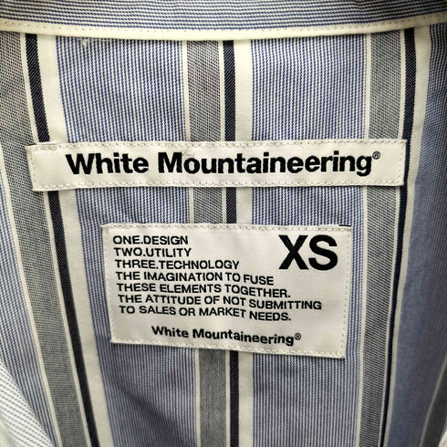 ホワイトマウンテニアリング WHITE MOUNTAINEERING 18AW スキッパーカラー 異素材切り替え L/S ストライプシャツ レディース JPN:XS
