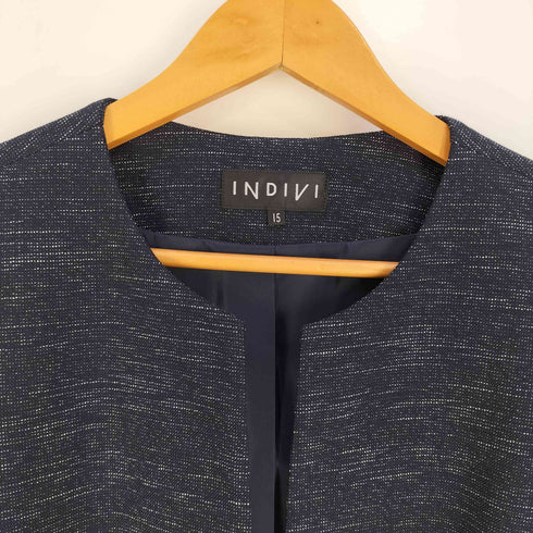 インディヴィ INDIVI スラブツイードノーカラージャケット レディース 15