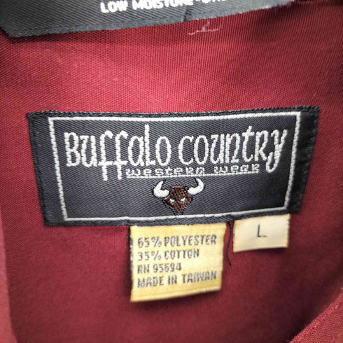 BUFFALO COUNTRY 鷲 織り柄 ライン ポリ コットン B.D L/S シャツ メンズ import:L